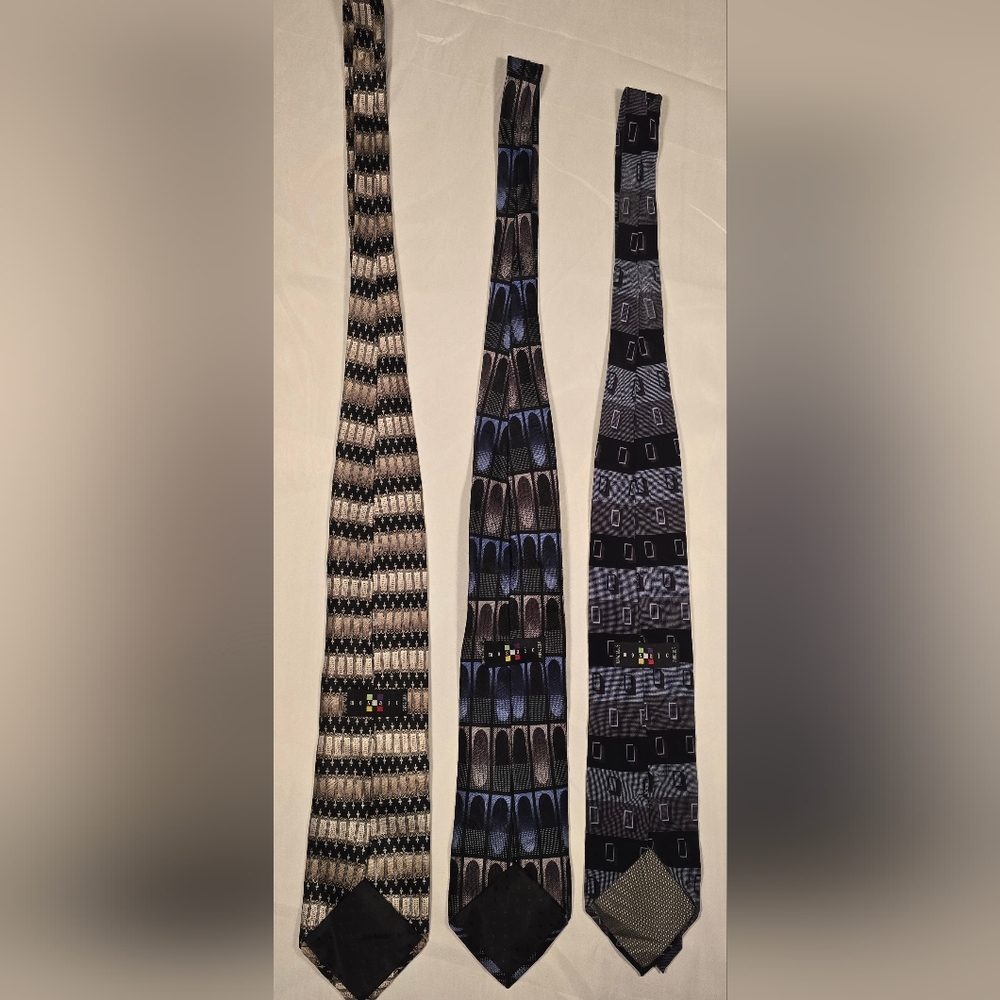 Mosaic Hand Made 100% Silk Men's Tie Lot Of 3